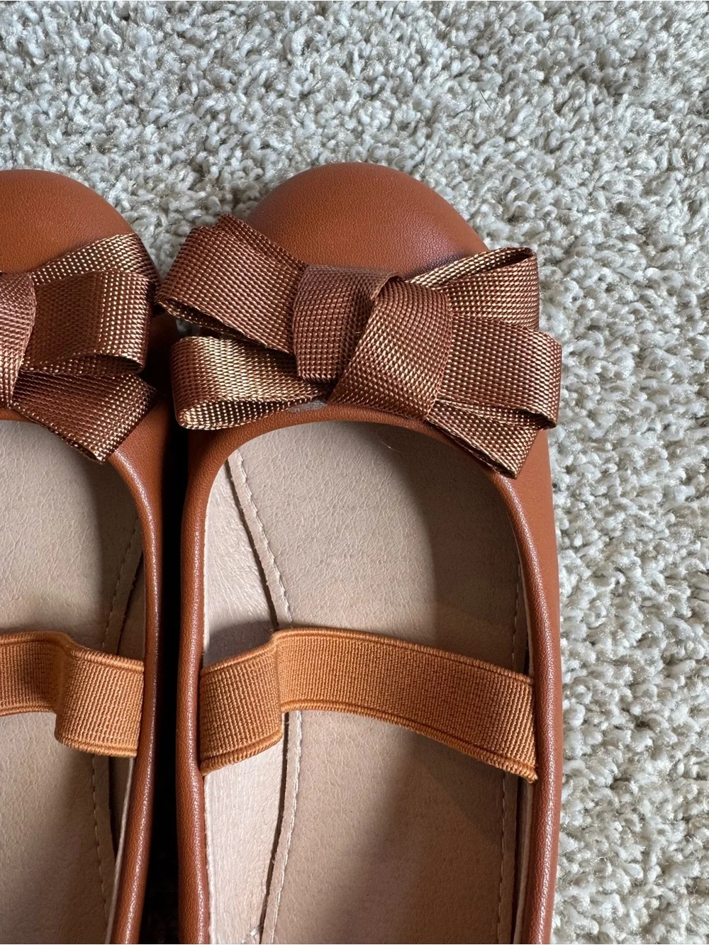 Girls Brown Mary Jane Ballet Flats Size EU 27 / Approx US 10 Bow Dress Shoes